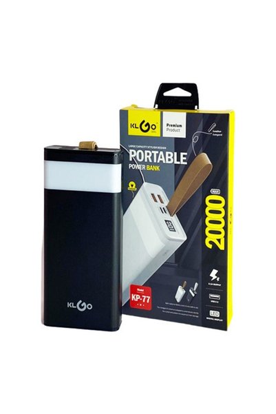 klgo Power Bank 20000mAh KP-77, 2x USB-A, Μαύρο/Λευκό, 2.1A Φόρτιση
