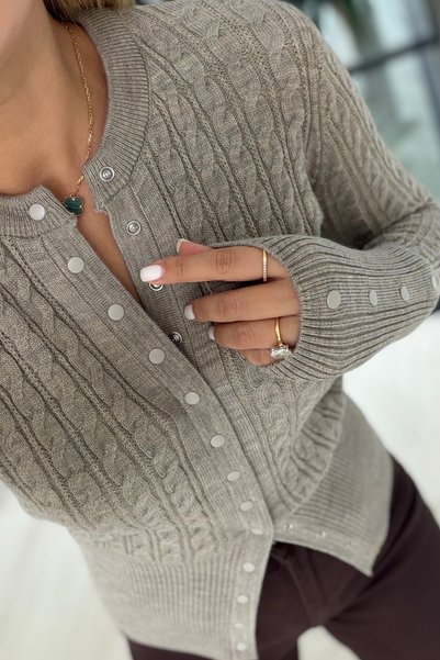 Sezgi Tekin Buttoned Mink Hair Knitted Cardigan