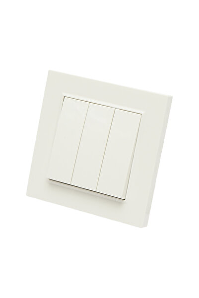 UTB Intrerupator triplu alb incastrat 220V, 10AX, ABS 80x80mm