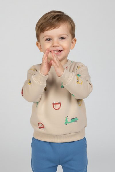 DMB BOYS & GIRLS Car Printed Two Thread Baby Tracksuit Set