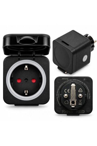 UTB Priza inteligenta smart Wi-Fi neagra cu capac 220V, 50/60Hz, 16A, 3680W, ...