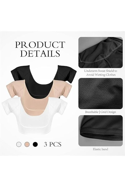 YARDHOBI 3 Pcs Underarm Sweat Vest, Underarm Sweat Pads, Breathable Sweat Guards for Under Armpits Sweat Proo