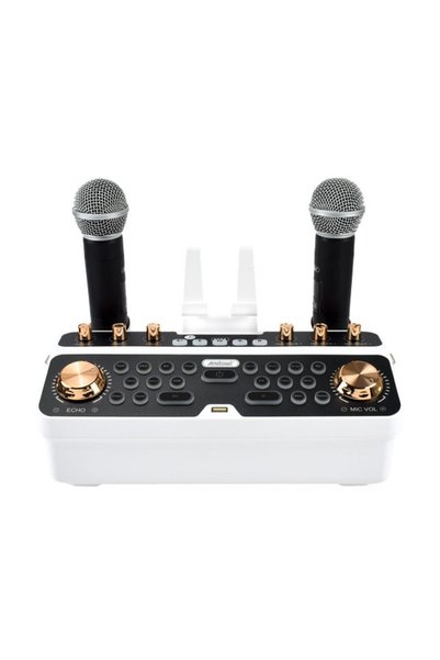 Andowl Σύστημα Karaoke Q-SK6 με 2 Ασύρματα Μικρόφωνα 15W Λευκό