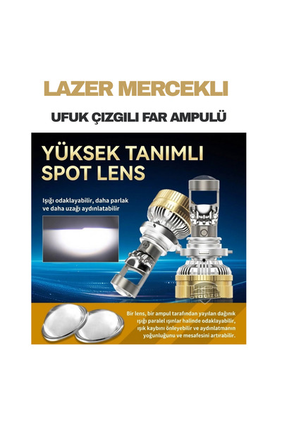 Oto Çizgi Opel Corsa C 2000 - 2006 Mercek Led Ufuk Çizgili Far Ampulü Led Şimşek Etkili