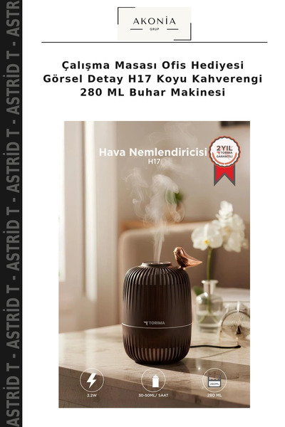 Astrid T Çalışma Masası Ofis Hediyesi Görsel Detay H17 Koyu Kahverengi 280 ML Buhar Makinesi