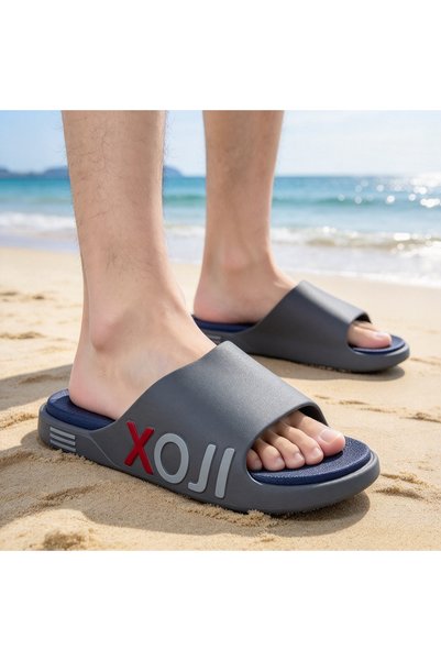 Almajeed Store Men XOJI Printed Slide Slippers, Comfort Non Slip Summer Slide...