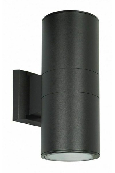 POWERTECH φωτιστικό τοίχου HLL-0190 για 2x GU10 λάμπες, μεταλλικό, IP65, μαύρο