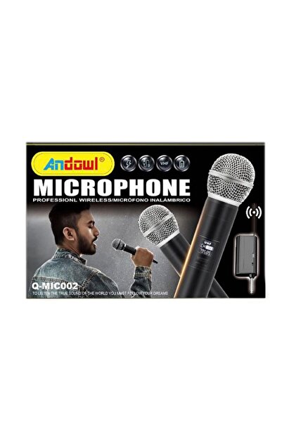 Andowl Μικρόφωνο ασύρματο Q-MIC002 χειρός για φωνή, μαύρο set