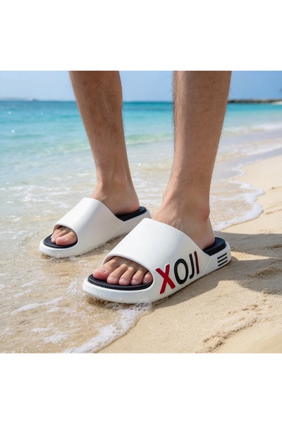 Almajeed Store Men XOJI Printed Slide Slippers, Comfort Non Slip Summer Slide...