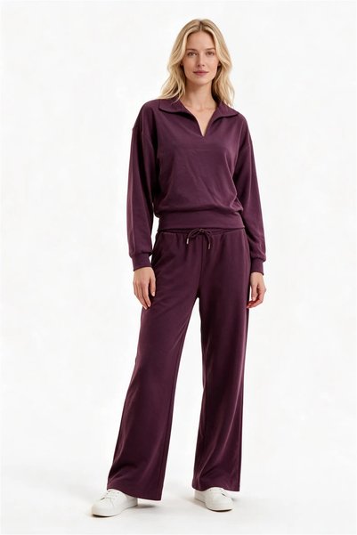 Perspective V-Neck Detailed Premium Modal Tracksuit Set