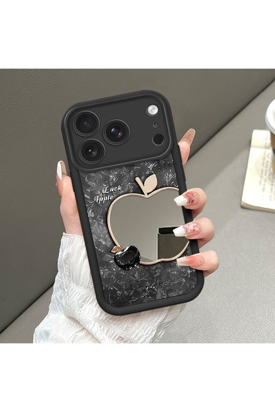 Hontinga حافظة هاتف متوافقة مع iPhone 18 Pro، حافظة سيليكون مضادة للسقوط مع مرآة على شكل تفاحة