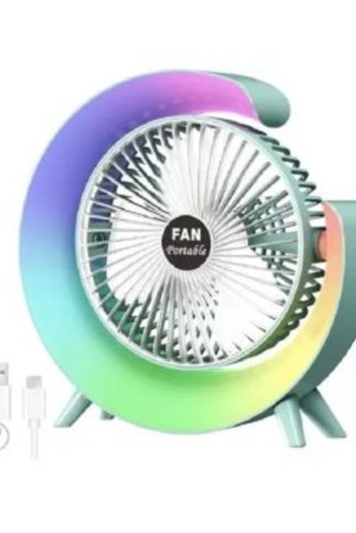OEM Μίνι Ανεμιστήρας Επιτραπέζιος με φως LED 3 ταχυτήτων USB zy-2405 Πράσινο