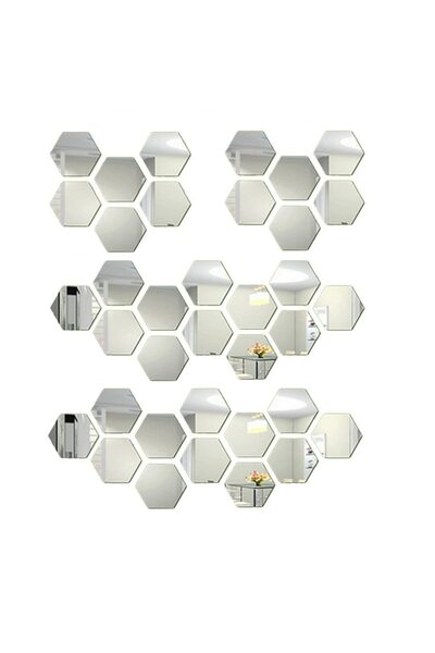 G Glixicom Set 32 Bucati Oglinda Hexagonala Acrilica 12,5 x11x 6,5 cm Diametr...