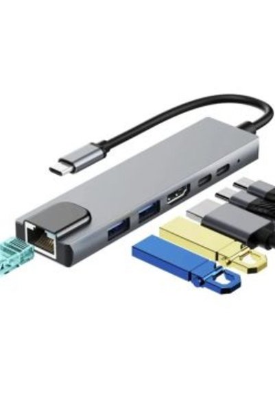 OEM Μετατροπέας 6 σε 1 Type-C Σε LAN Με 2 Θύρες USB-3.0 2 Θύρες Type-C 1 Θύρα...