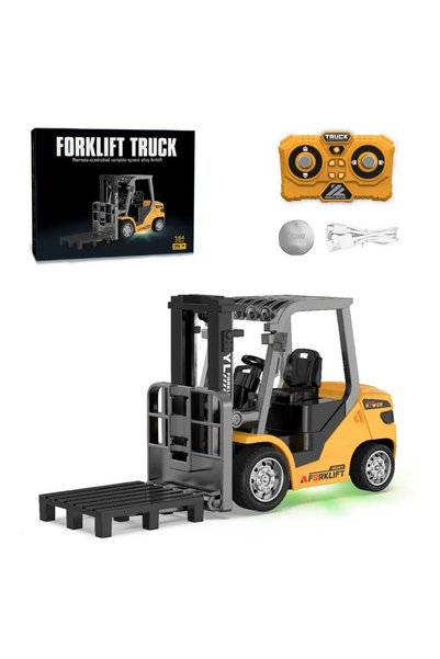 Birlik Oyuncak Uzaktan Kumandalı Mini Forklift Oyuncak 1:64 Ölçekli Şarjlı Işıklı 2.4 GHz İş Makinesi
