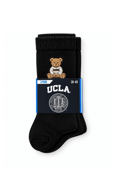 UCLA Sierra 3-Piece Black Navy Blue Burgundy Long Cotton Jacquard Standard Fit Unisex Socks