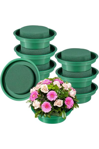 NALACAL Floral Foam Rounds in Bowls DIY Flower Arrangement Kit, Green Round W...