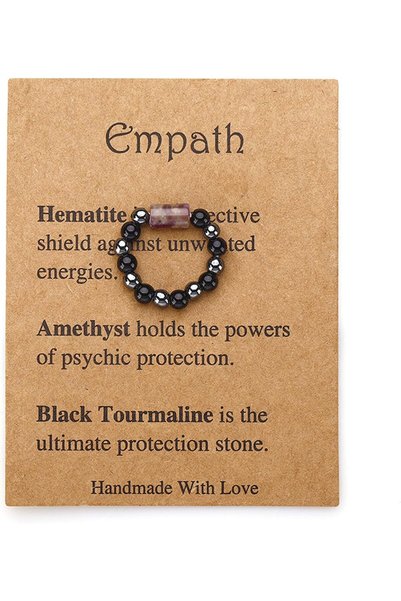 Generic Energy Crystal Ring, Handmade Purple Black Stone for Spiritual Protec...