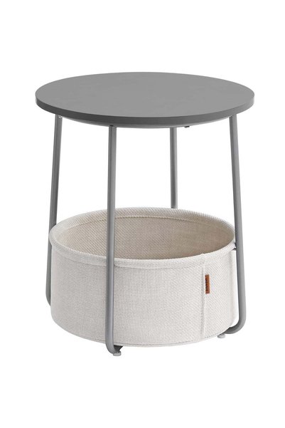 VASAGLE Măsuță de cafea rotundă cu coș din material textil, stil modern, 45x5...