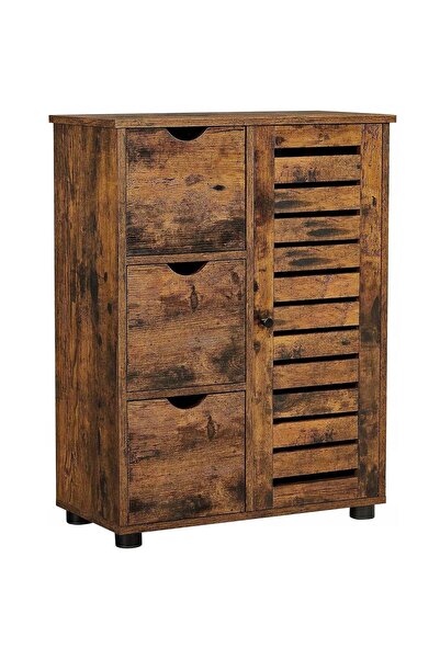 SONGMICS Comodă cu 3 sertare și dulap, 60x30x80cm, maro rustic