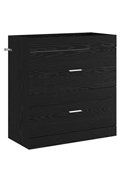 vidaxl Dulap sub chiuvetă pentru baie Stejar Negru 78,5 x 37,5 x 81 cm