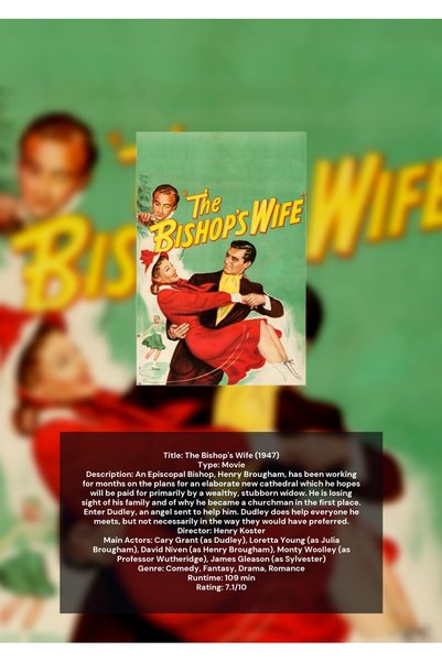 OEM Infographic Poster The Bishop's Wife, Classic Romantic Comedy Movie, 250g...