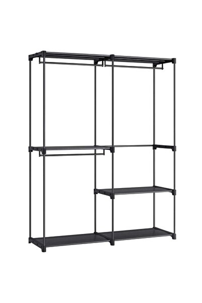 SONGMICS Dulap portabil, cu 3 bare pentru agățat și rafturi, 138x43x182 cm, n...