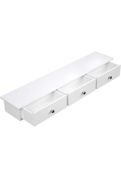 SONGMICS Raft de perete plutitor cu 3 sertare, MDF lucios, 80x15x10 cm, alb
