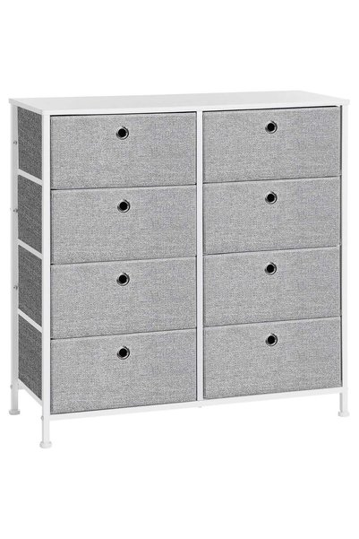 SONGMICS Comodă cu 8 sertare din material textil, cadru metalic și blat din M...