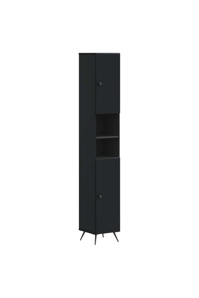 vidaxl Cabinet de Baie cu Raft Deschis BREDA Negru 30 x 31 x 190 cm