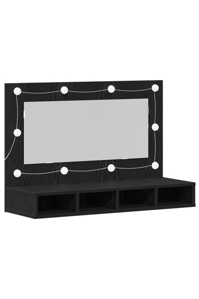 vidaxl Dulap cu oglindă Stejar Negru 90 x 31,5 x 62 cm Lemn prelucrat