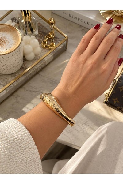 Urban Aksesuar 14K Altın Kaplama İnce Kalın Geçişli Asimetrik Luxury Kelepçe ...