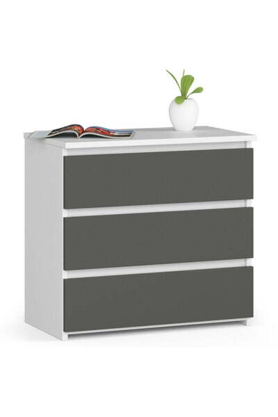 MyOfficeShop Noptieră cu 3 sertare, PAL laminat de 16 mm, 60x35x57 cm, alb și...