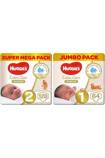 Huggies حفاضات للمواليد الجدد، مقاس 2، 4-6 كجم، عبوة جامبو، 128 حفاضة &amp;  ...