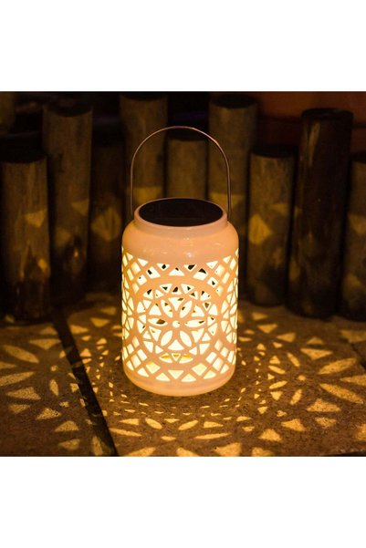 MyOfficeShop Felinar decorativ solar, LED, pentru exterior, 12x12x18.5cm, alb