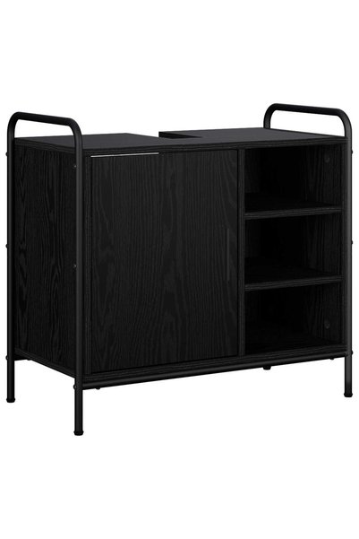vidaxl Dulap de Baie Stejar Negru 65,5 x 34 x 61 cm Lemn prelucrat