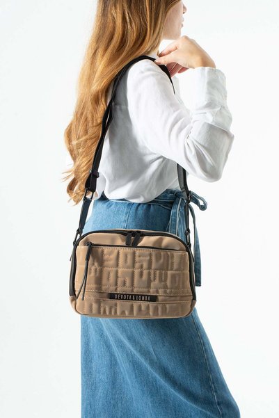 devota lomba Soft Touch Premium Gummy Fabric, Women's Shoulder Bag - Brown Mo...