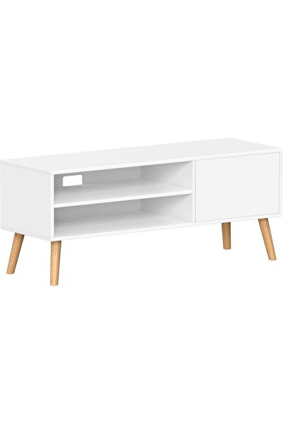 VASAGLE Comodă TV până la 120 cm, cu 2 rafturi și dulap cu deschidere prin ap...