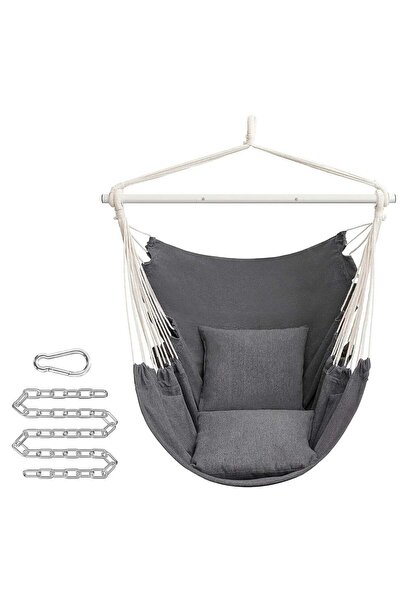 SONGMICS Scaun balansoar tip hamac cu 2 perne, lanț și carabină incluse, 150x...