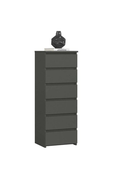 MyOfficeShop Comodă cu 6 sertare, PAL laminat 16 mm, 40x35x109 cm, gri