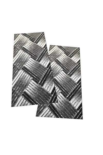 OEM Set 2 Covoare Antiderapante Amira, Gri cu Negru, 60 x 120 / 60 x 120 cm