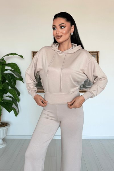 giyimmasalı Set de trening cu glugă din țesătură modală - BEJ