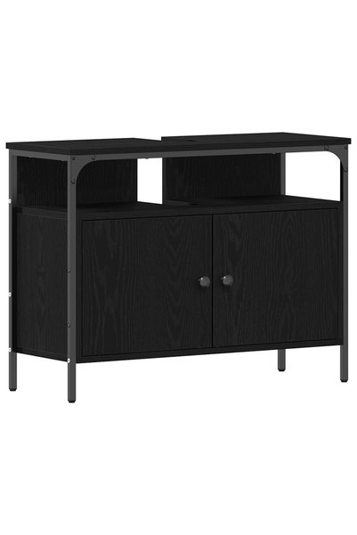 vidaxl Dulap pentru Chiuveta de Baie Stejar negru 80 x 30 x 60 cm