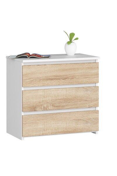 MyOfficeShop Noptieră cu 3 sertare, PAL laminat de 16 mm, 60x35x57 cm, alb și...