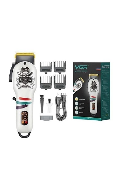 VGR Κουρευτική Μηχανή V-699 Επαγγελματική Επαναφορτιζόμενη Τιτανίου Άσπρη