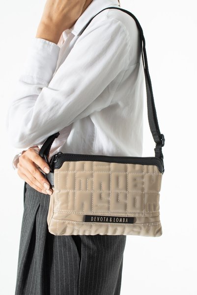 devota lomba Soft Touch Premium Gummy Fabric, Women's Shoulder Bag - Beige Mo...
