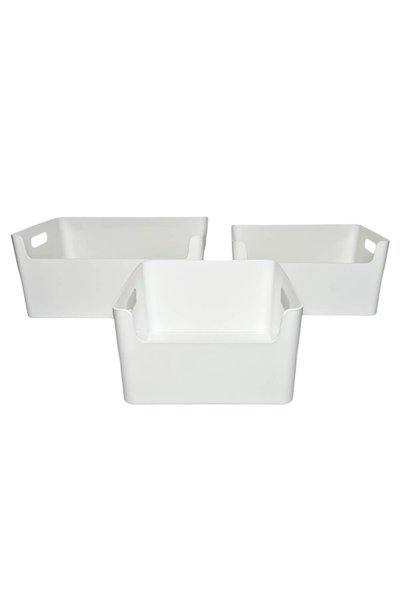 ZODIACOOL Set 3 cutii de depozitare din plastic, albe, universale 20.5x20.5x1...