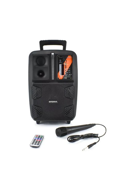 Andowl Ηχείο - Subwoofer 8″ FM με μικρόφωνο, τηλεχειρισμό και διακοσμητικό φω...