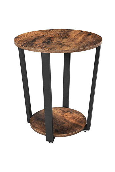VASAGLE Masă de cafea rotundă cu cadru din oțel, stil industrial, 50x57cm, ma...