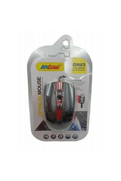 Andowl Ποντίκι Ενσύρματο QM83 USB Optical, 3 Πλήκτρα, Μαύρο